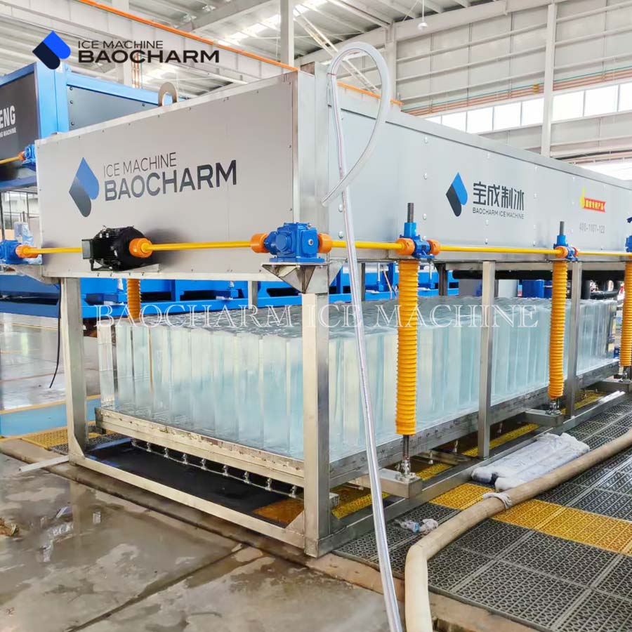 เครื่องทำน้ำแข็งก้อนใสระบบระบายความร้อนโดยตรง BAOCHARM ขนาด 6 ตัน